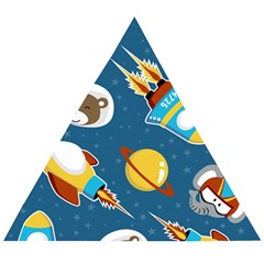 Seamless-pattern-vector-with-spacecraft-funny-animals-astronaut Wooden Puzzle Triangle