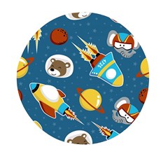 Seamless-pattern-vector-with-spacecraft-funny-animals-astronaut Mini Round Pill Box (pack Of 3) by Jancukart