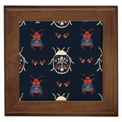 Floral-bugs-seamless-pattern Framed Tile