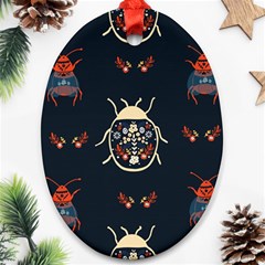 Floral-bugs-seamless-pattern Ornament (oval)