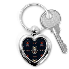 Floral-bugs-seamless-pattern Key Chain (heart)