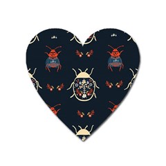 Floral-bugs-seamless-pattern Heart Magnet