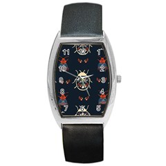 Floral-bugs-seamless-pattern Barrel Style Metal Watch