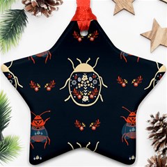 Floral-bugs-seamless-pattern Star Ornament (two Sides)