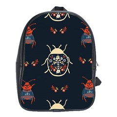 Floral-bugs-seamless-pattern School Bag (xl)