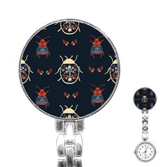 Floral-bugs-seamless-pattern Stainless Steel Nurses Watch