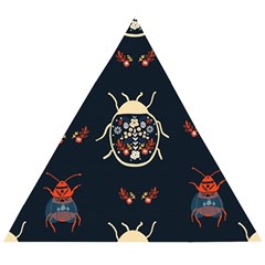 Floral-bugs-seamless-pattern Wooden Puzzle Triangle