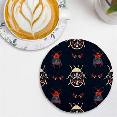 Floral-bugs-seamless-pattern Uv Print Round Tile Coaster by Jancukart