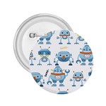 Seamless pattern with funny robot cartoon 2.25  Buttons Front