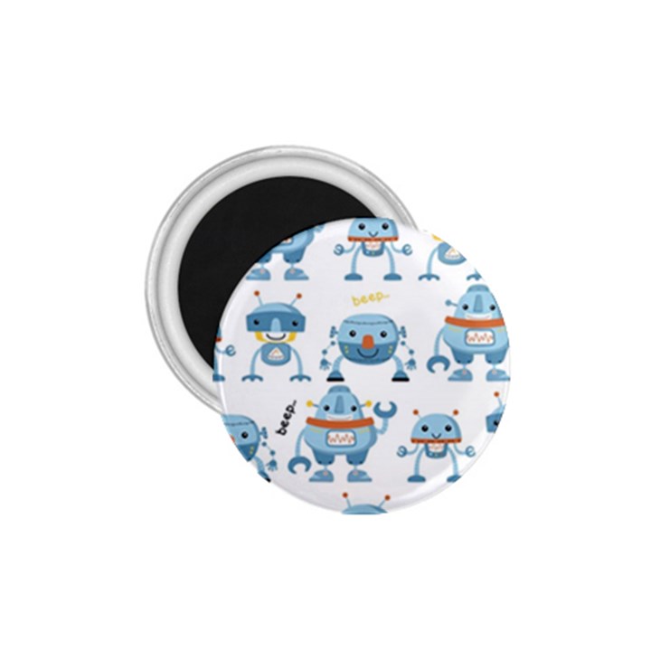 Seamless pattern with funny robot cartoon 1.75  Magnets