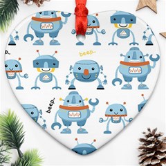 Seamless Pattern With Funny Robot Cartoon Ornament (heart) by Jancukart