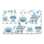 Seamless pattern with funny robot cartoon Magnet (Rectangular) Front