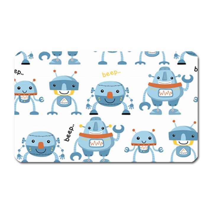 Seamless pattern with funny robot cartoon Magnet (Rectangular)