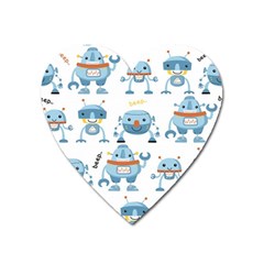 Seamless Pattern With Funny Robot Cartoon Heart Magnet