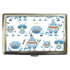 Seamless Pattern With Funny Robot Cartoon Cigarette Money Case by Jancukart