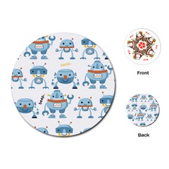 Seamless Pattern With Funny Robot Cartoon Playing Cards Single Design (round) by Jancukart