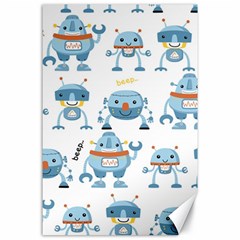 Seamless Pattern With Funny Robot Cartoon Canvas 24  X 36  by Jancukart