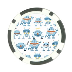 Seamless Pattern With Funny Robot Cartoon Poker Chip Card Guard by Jancukart