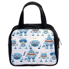 Seamless Pattern With Funny Robot Cartoon Classic Handbag (two Sides)