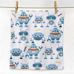 Seamless Pattern With Funny Robot Cartoon Face Towel by Jancukart