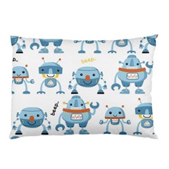 Seamless Pattern With Funny Robot Cartoon Pillow Case