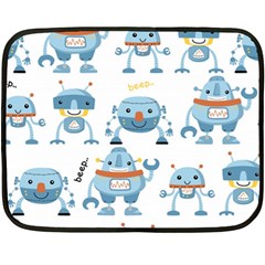 Seamless Pattern With Funny Robot Cartoon Fleece Blanket (mini) by Jancukart