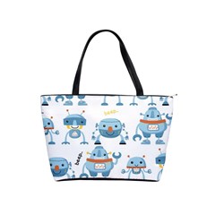 Seamless Pattern With Funny Robot Cartoon Classic Shoulder Handbag