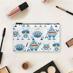 Seamless Pattern With Funny Robot Cartoon Cosmetic Bag (small) by Jancukart