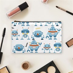 Seamless Pattern With Funny Robot Cartoon Cosmetic Bag (medium) by Jancukart