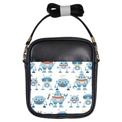 Seamless Pattern With Funny Robot Cartoon Girls Sling Bag by Jancukart