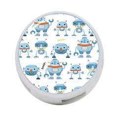 Seamless Pattern With Funny Robot Cartoon 4-port Usb Hub (two Sides) by Jancukart