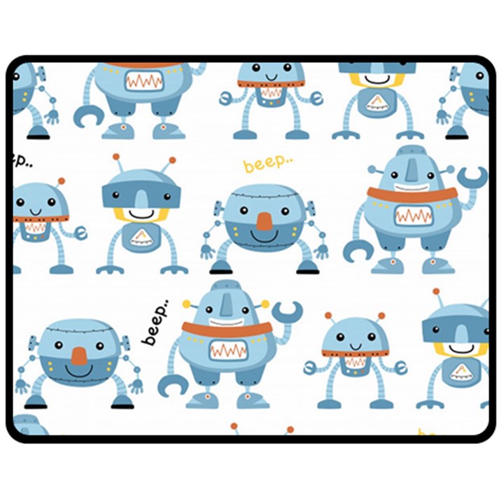 Seamless pattern with funny robot cartoon Fleece Blanket (Medium) 