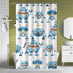 Seamless Pattern With Funny Robot Cartoon Shower Curtain 48  X 72  (small) 