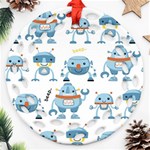 Seamless pattern with funny robot cartoon Ornament (Round Filigree) Front