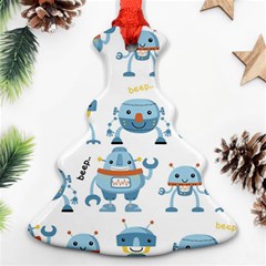 Seamless Pattern With Funny Robot Cartoon Christmas Tree Ornament (two Sides)