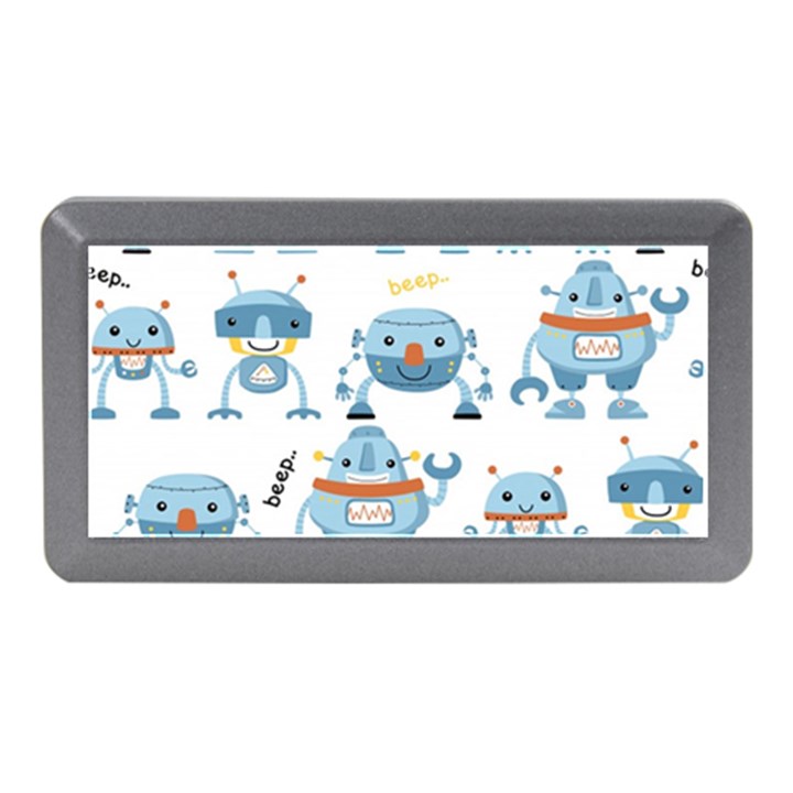 Seamless pattern with funny robot cartoon Memory Card Reader (Mini)