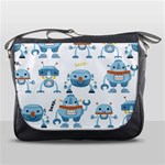 Seamless pattern with funny robot cartoon Messenger Bag Front