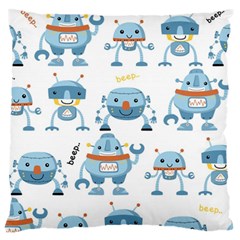 Seamless Pattern With Funny Robot Cartoon Large Cushion Case (two Sides)