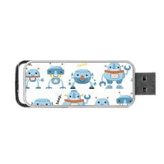 Seamless Pattern With Funny Robot Cartoon Portable Usb Flash (one Side)