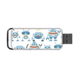 Seamless pattern with funny robot cartoon Portable USB Flash (Two Sides) Front