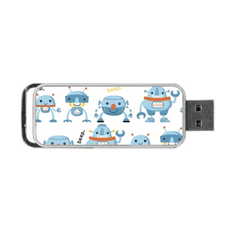 Seamless pattern with funny robot cartoon Portable USB Flash (Two Sides)