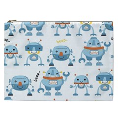 Seamless Pattern With Funny Robot Cartoon Cosmetic Bag (xxl) by Jancukart