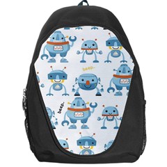 Seamless Pattern With Funny Robot Cartoon Backpack Bag