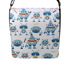 Seamless Pattern With Funny Robot Cartoon Flap Closure Messenger Bag (l) by Jancukart