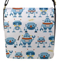 Seamless Pattern With Funny Robot Cartoon Flap Closure Messenger Bag (s) by Jancukart