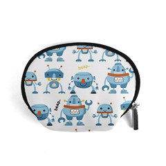 Seamless Pattern With Funny Robot Cartoon Accessory Pouch (small)