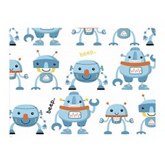 Seamless Pattern With Funny Robot Cartoon Double Sided Flano Blanket (mini)  by Jancukart