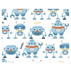 Seamless Pattern With Funny Robot Cartoon Double Sided Flano Blanket (medium) 