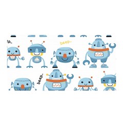 Seamless Pattern With Funny Robot Cartoon Satin Wrap 35  X 70  by Jancukart