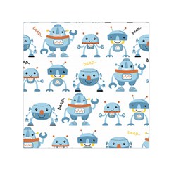 Seamless Pattern With Funny Robot Cartoon Square Satin Scarf (30  X 30 )